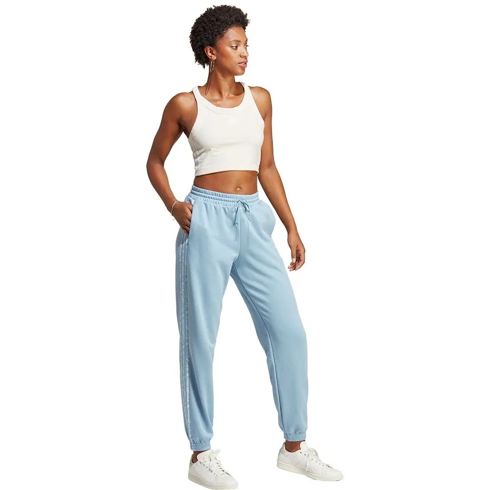 adidas Originals 'animal abstract' three stripe joggers in hazy blue M